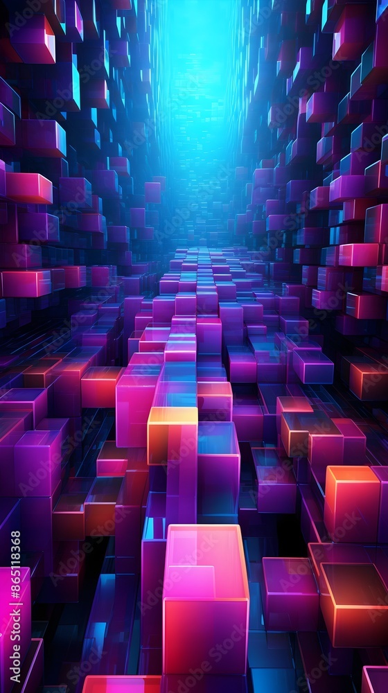 Obraz premium Mesmerizing Geometric Abstraction in Hypnotic Luminous Void of Cinematic Digital Surrealism