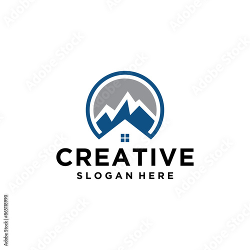 Free Download mountain circle house abstract logo design - GFXLoad
