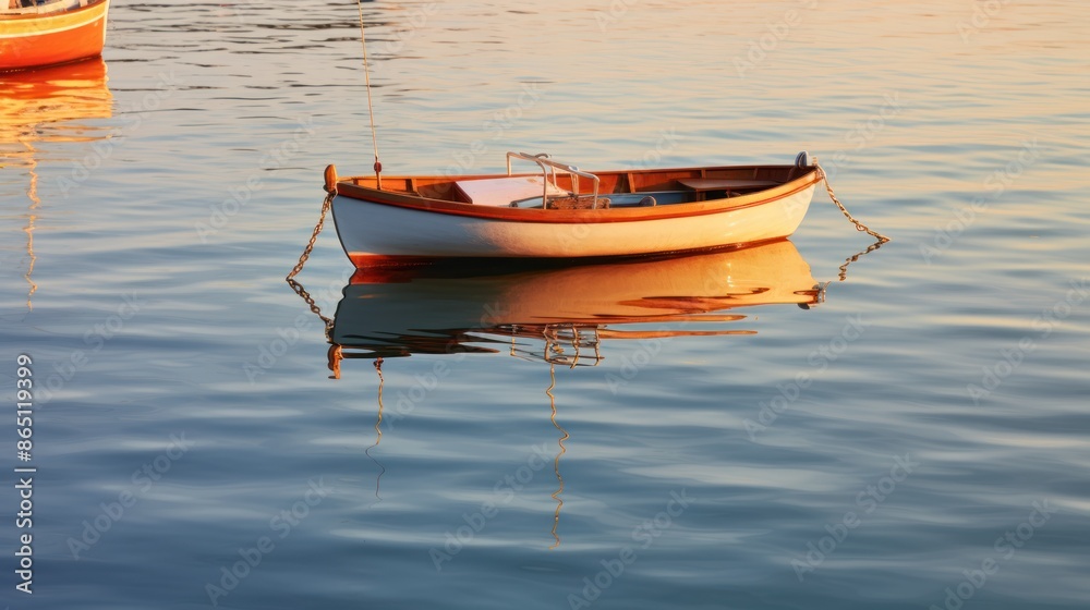 Naklejka premium Small boats on calm water,