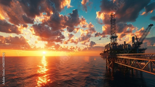 Oil drilling rigs or oil fields, oil pipelines and beautiful skies every day of the oil pumping unit. Oil rig, desert, sea bay