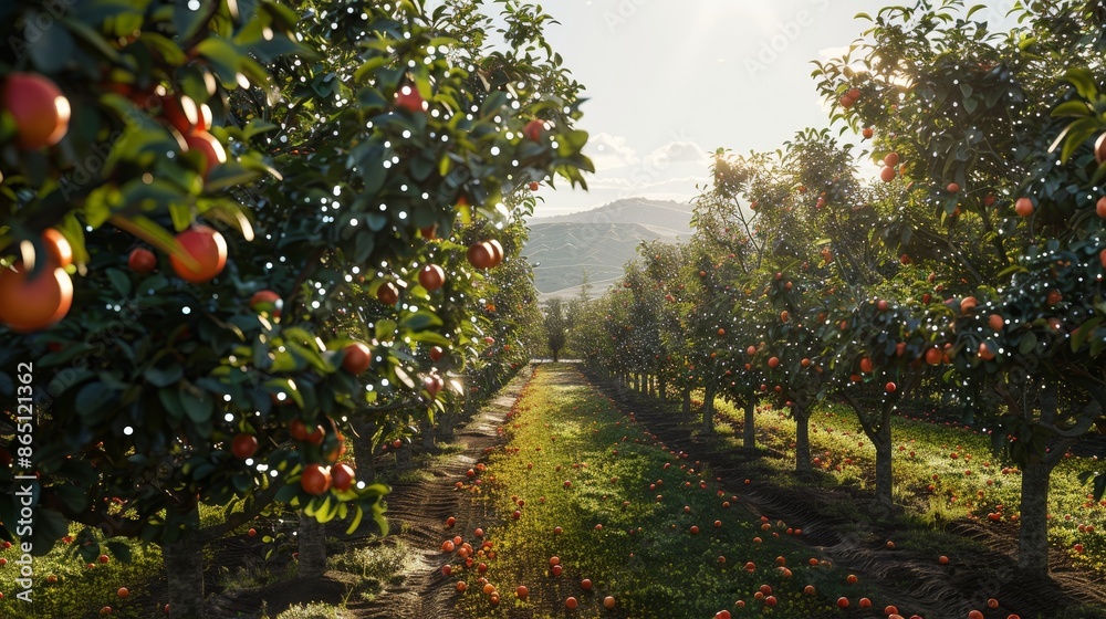 Fototapeta premium Digital Orchard CuttingEdge Technology for Precision Farming and Bountiful Harvests