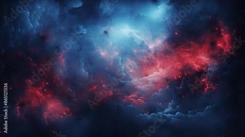 blue and red fractal clouds with a surreal atmosphere 