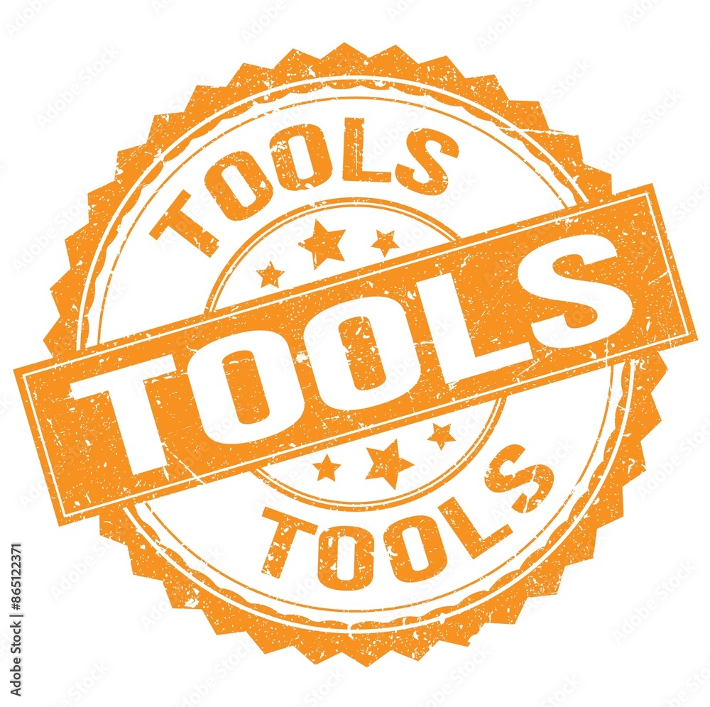 Obraz premium TOOLS text on orange round stamp sign