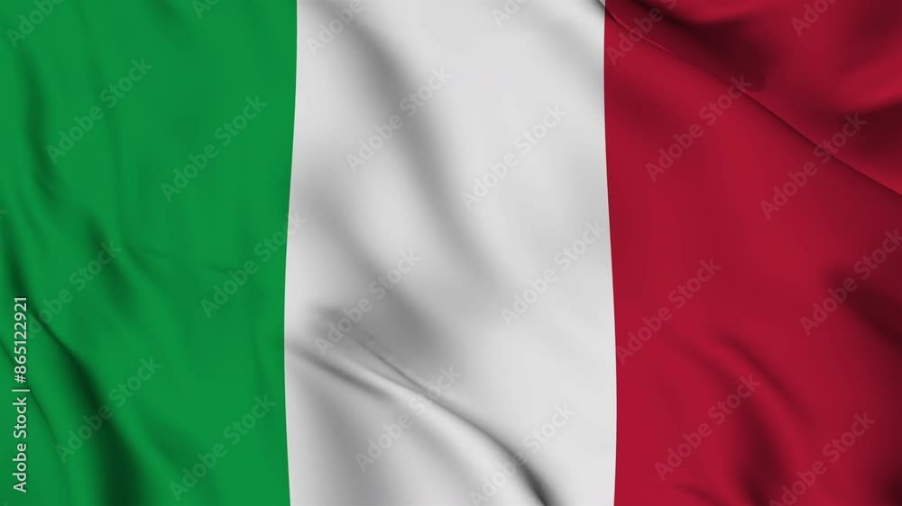 A beautiful view of the Italy flag video. 3d flag-waving video. 4K A beautiful view of the Italy flag video. 3d flag-waving video. 4K