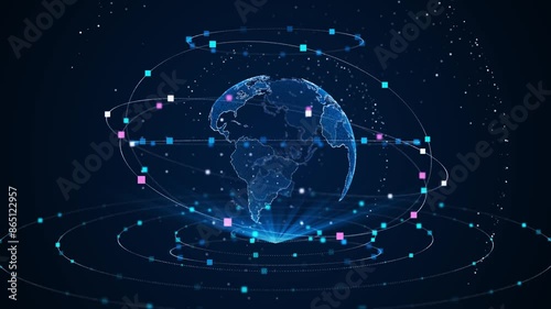 Wallpaper Mural Digital Earth map Globe, network technology 6G hi speeds connection futuristic abstract background concept. database cryptocurrency concept. Business finance network currency crypto mining. Torontodigital.ca