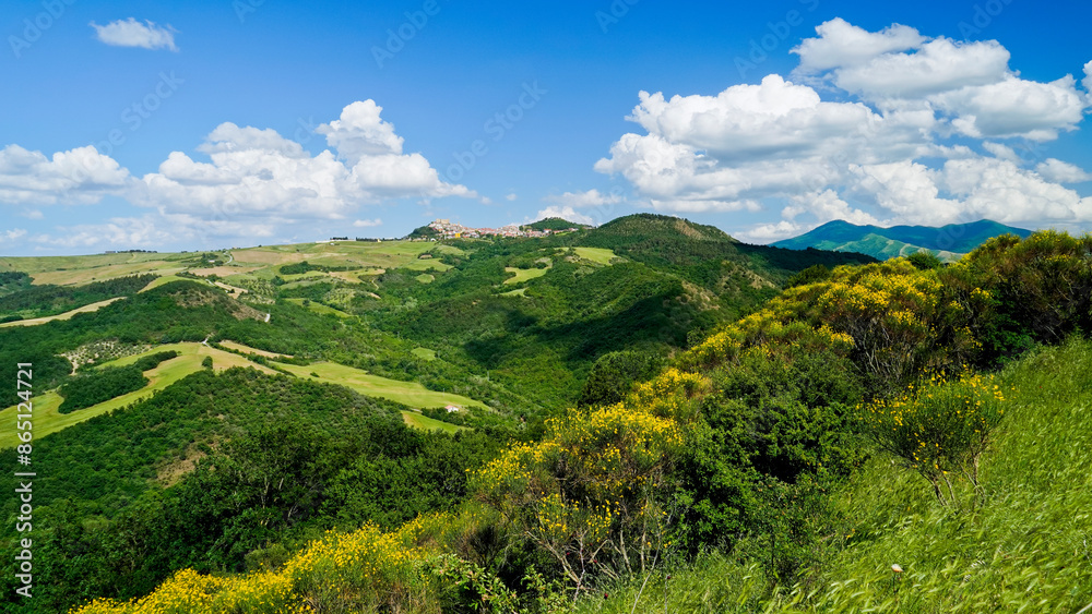 Obraz premium Castello Aragonese e borgo di Monteverde Irpino, Campania