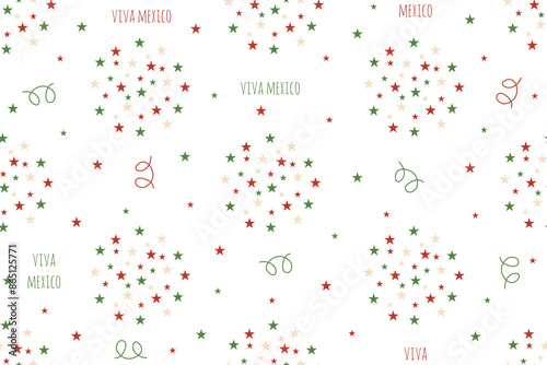 Viva Mexico Wrapping paper design. Seamless background with firecracker in Mexican flag color. Simple Mexica Independence day background. Vector illustration. EPS 10