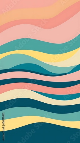 Abstract horizontal background with colorful waves Wallpaper