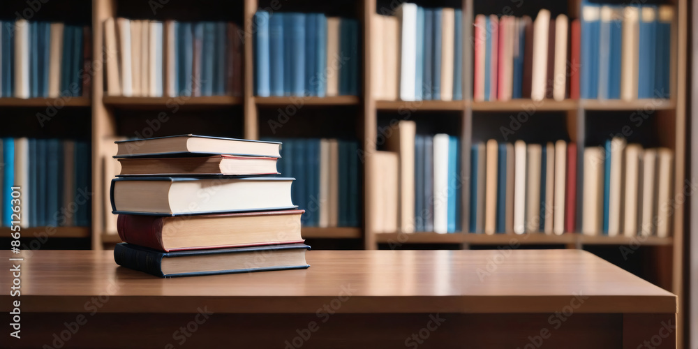 Stack of hardcover books in a library. Stack of hardcover books in a library.