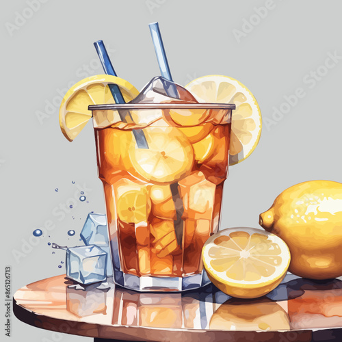 Ice Lemon Tea Ilustration Design Very Cool