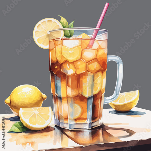 Ice Lemon Tea Ilustration Design Very Cool