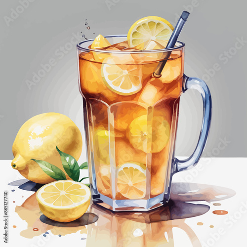 Ice Lemon Tea Ilustration Design Very Cool