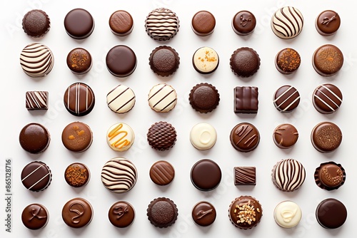 Chocolate pralines candies icon collection - vector color illustration