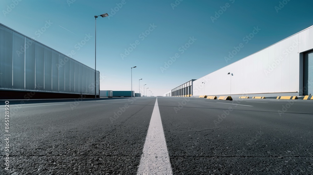 Fototapeta premium Straight asphalt road and beautiful sky cloud landscape. Road and sky cloud background.