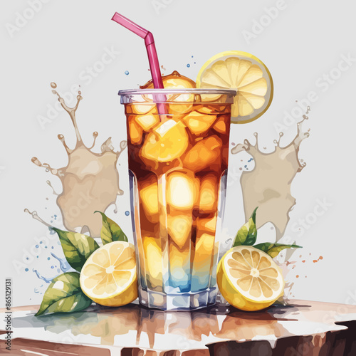 Ice Lemon Tea Ilustration Design Very Cool