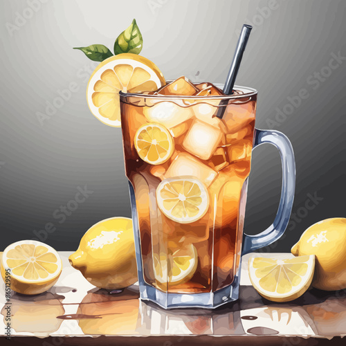 Ice Lemon Tea Ilustration Design Very Cool