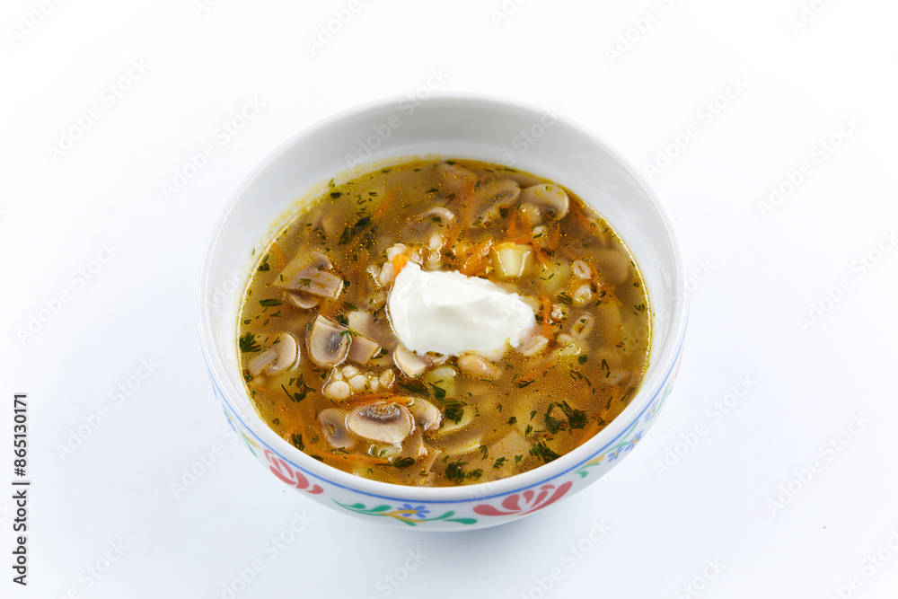 barley soup with mushrooms and sour cream barley soup with mushrooms and sour cream