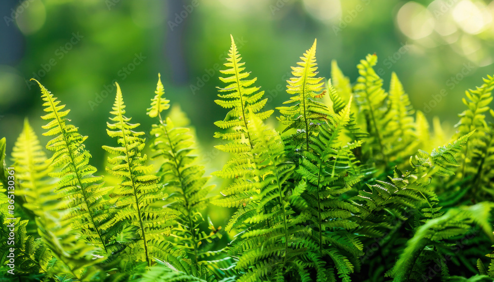 Under the sunlight, a multitude of vibrant green ferns thrive in their natural habitat Under the sunlight, a multitude of vibrant green ferns thrive in their natural habitat