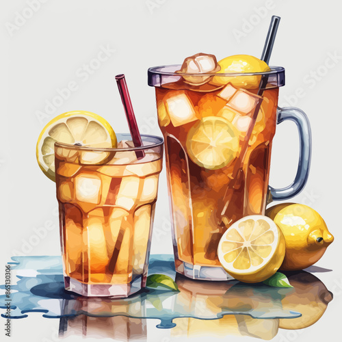 Ice Lemon Tea Ilustration Design Very Cool