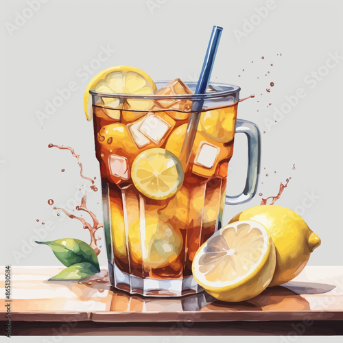 Ice Lemon Tea Ilustration Design Very Cool