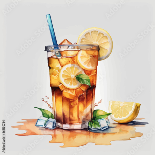 Ice Lemon Tea Ilustration Design Very Cool