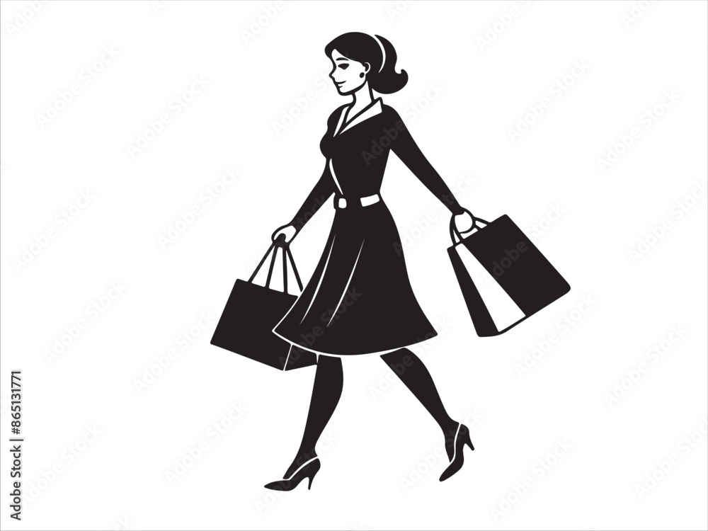 Man Woman Shopping Bag silhouette design vector art AI Generated Man Woman Shopping Bag silhouette design vector art AI Generated