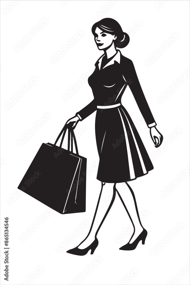 Man Woman Shopping Bag silhouette design vector art AI Generated Man Woman Shopping Bag silhouette design vector art AI Generated