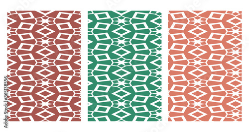 Set of 3 Oriental  pattern for fabric, wallpaper, flyer, business card. For use in graphics.