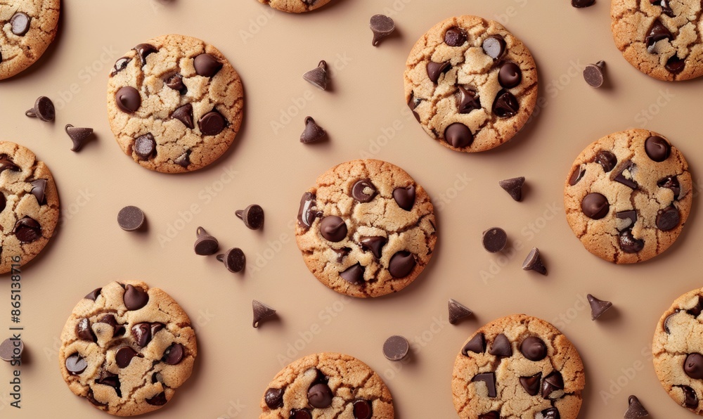 Top view of chocolate chip cookies Top view of chocolate chip cookies