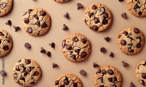 Top view of chocolate chip cookies