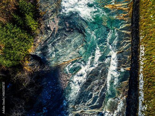 The Sappada valley among the Dolomites seen from above. photo