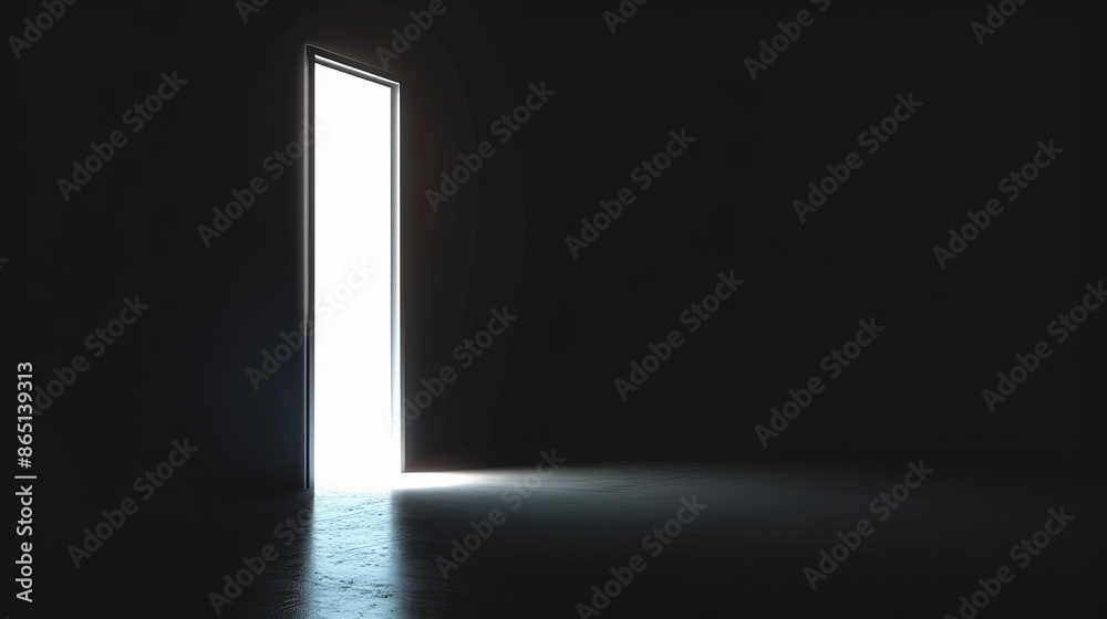 Door Ajar with Bright Light and Dark Background Door Ajar with Bright Light and Dark Background
