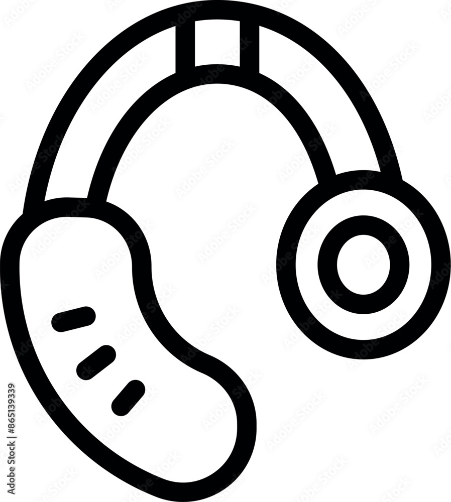 Simple line icon of a wireless headset, ideal for representing concepts like listening to music, podcasts, or audio content Simple line icon of a wireless headset, ideal for representing concepts like listening to music, podcasts, or audio content