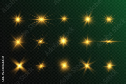 Spark of light.The star flashes brightly.Set of glowing effects.	
