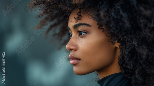 Portrait Of A Young African American Woman: Radiant Confidence And Natural Beauty Captured In A Candid Moment