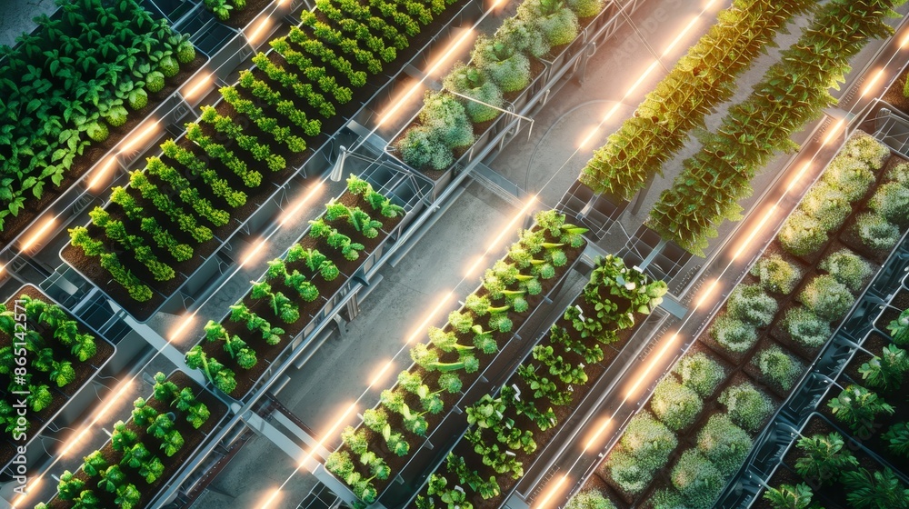 Growth Illuminated Aerial Perspective of Indoor Farming Innovation Growth Illuminated Aerial Perspective of Indoor Farming Innovation