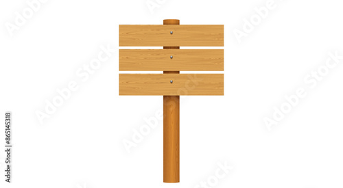 blank wooden road sign on the white background	