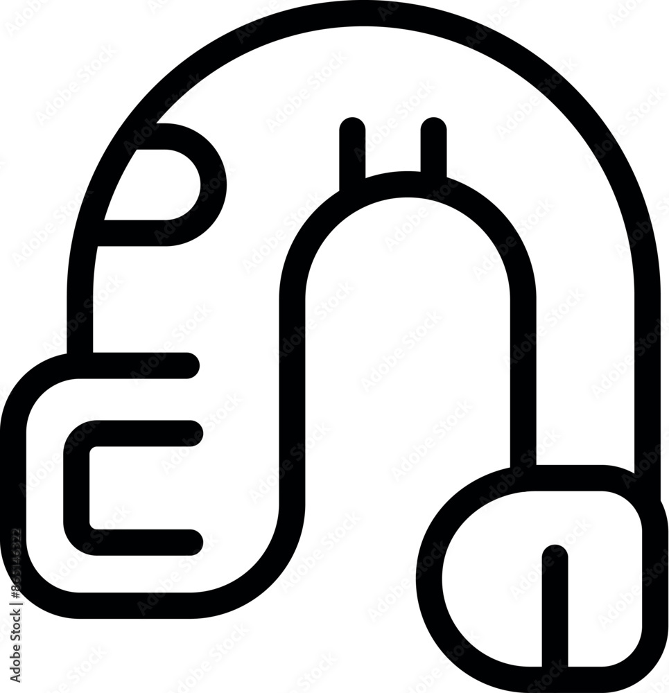 Simple line icon of a neck pillow, designed for a comfortable and supportive travel experience Simple line icon of a neck pillow, designed for a comfortable and supportive travel experience