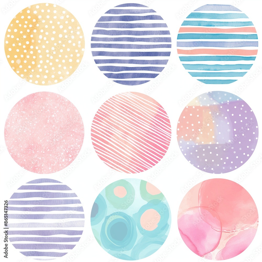 A series of colorful circles with different patterns and designs A series of colorful circles with different patterns and designs