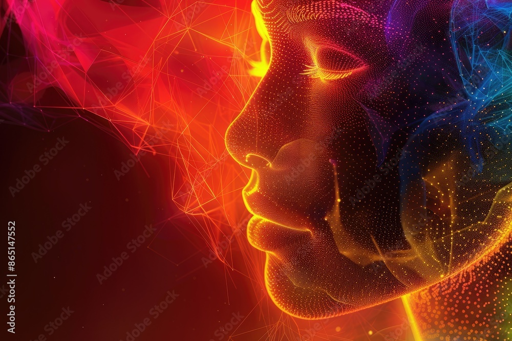 Abstract girl face made of lines digital girl artificial intelligence silhouette Abstract girl face made of lines digital girl artificial intelligence silhouette