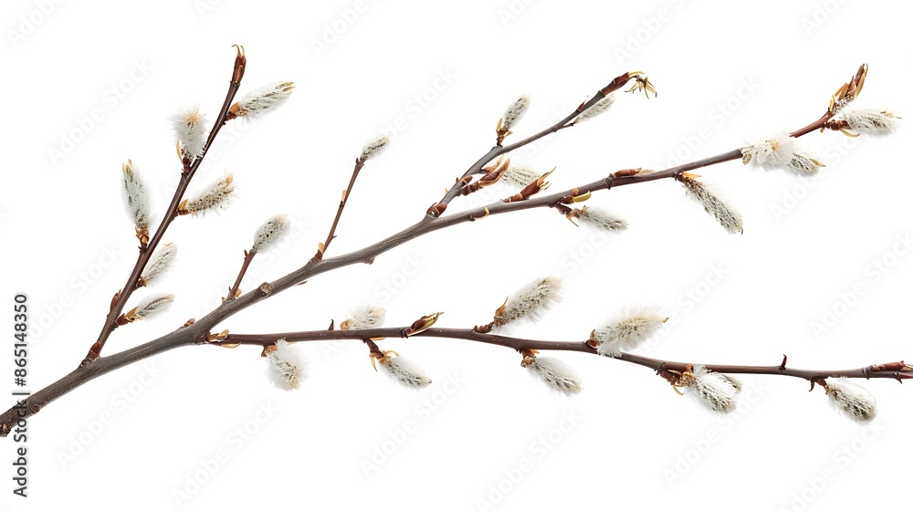 Pussy willow branches isolated on white background : Generative AI Pussy willow branches isolated on white background : Generative AI