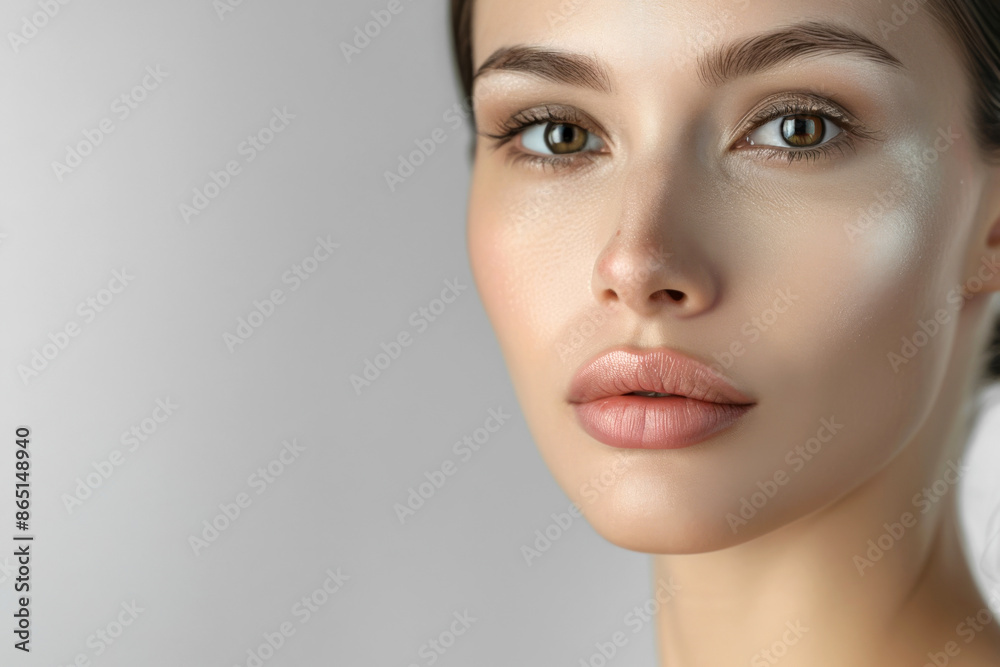 A beautiful young Caucasian woman with clear skin, looking straight into the camera A beautiful young Caucasian woman with clear skin, looking straight into the camera