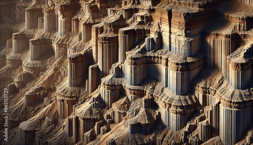 Intricate Rock Formations in Desert Canyon.
