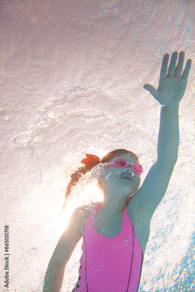 girl swiming in pool
