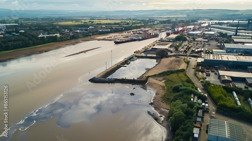 A drone view of the docks at Avonmouth Bristol England : Generative AI