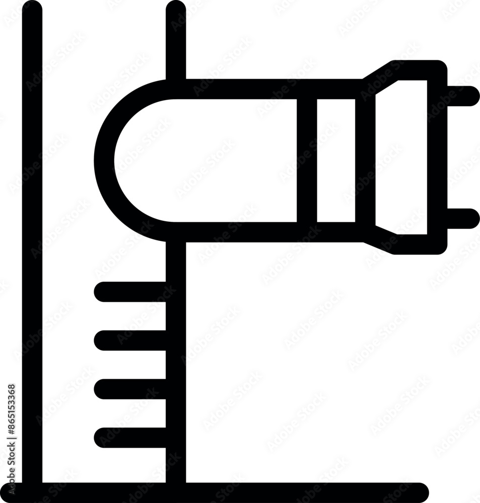 Simple bold line icon of a periscope extending above water, used for observation Simple bold line icon of a periscope extending above water, used for observation