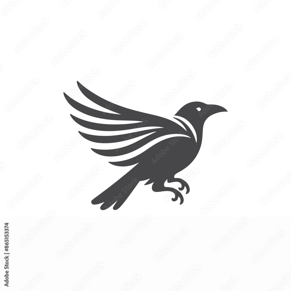 simple eye catching minimalist crow silhouette, black and white, Vector Crow bird with white background simple eye catching minimalist crow silhouette, black and white, Vector Crow bird with white background