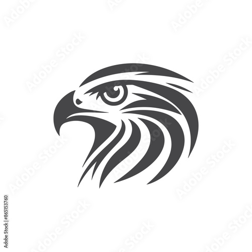 simple eye catching minimalist hawk bird silhouette, black and white, vector hawh bird, white background