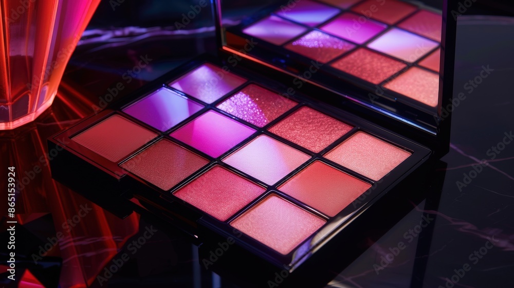 Blush palette with multiple shades, glowing with a subtle light Blush palette with multiple shades, glowing with a subtle light