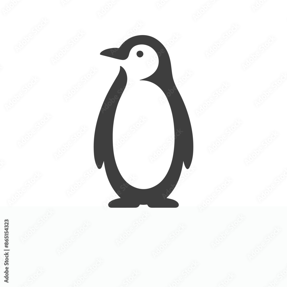 Obraz premium simple eye catching minimalist head penguin vector, black and white, white background